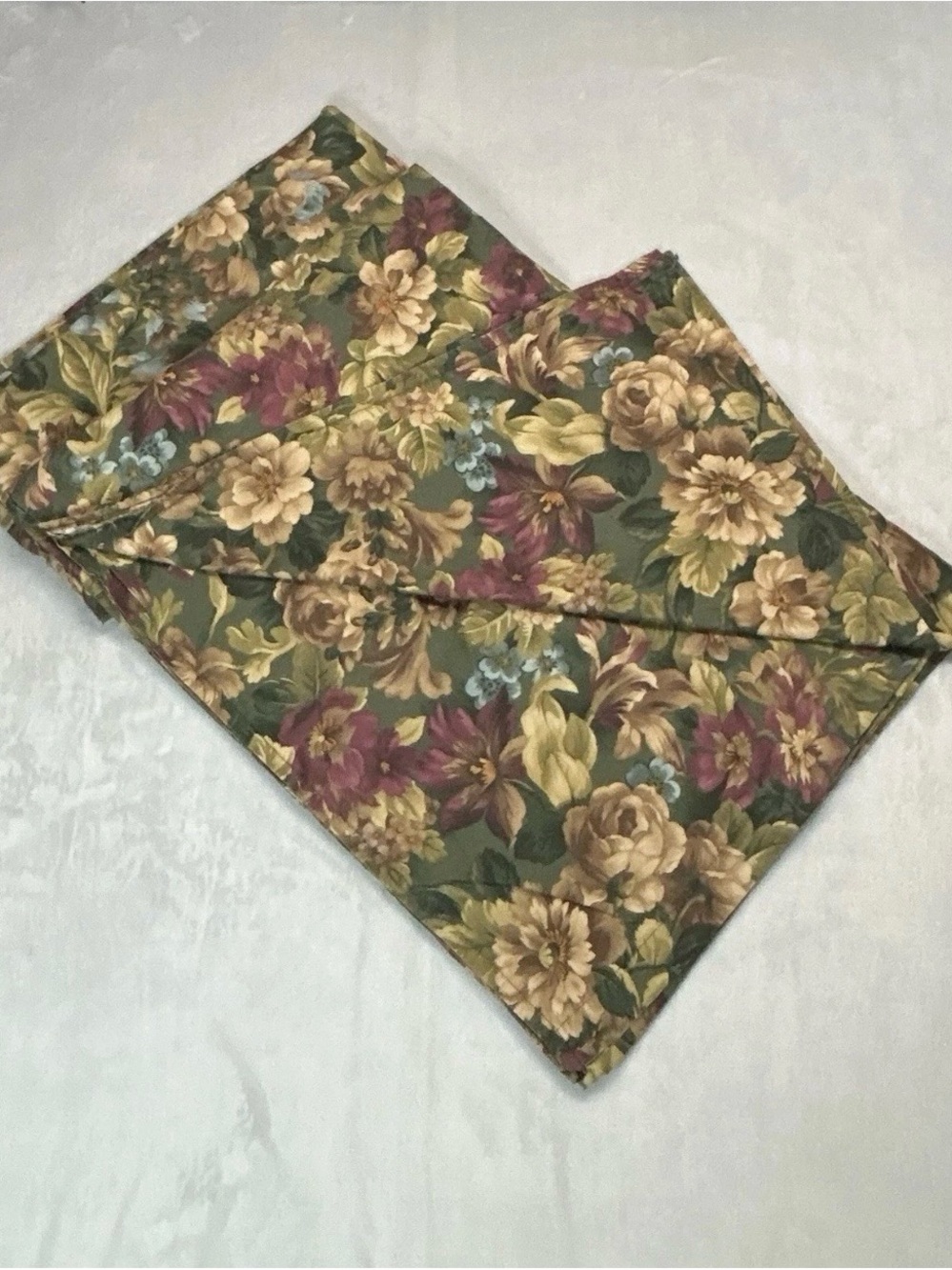 Vtg Lauren Ralph Lauren Edgefield Floral Double Flat Sheet Cotton Green Floral